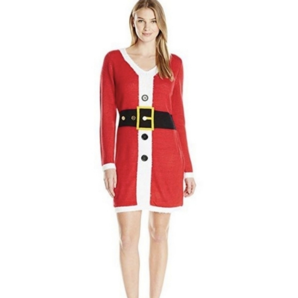 Allison Brittney Christmas Holiday Santa Long Sleeve Sweater Dress Women XL